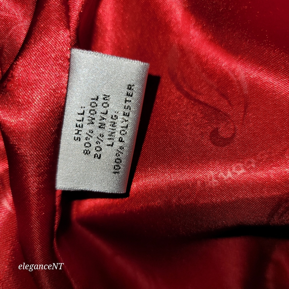 Preston & York Red Double Breasted Red Wool Coat Sz: 14 - Picture 9 of 15